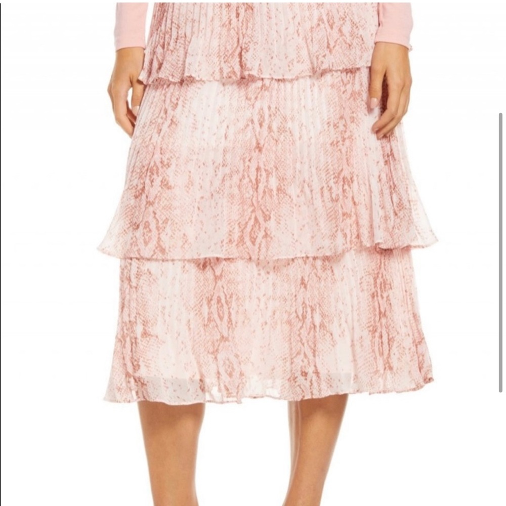 Pink Snakeskin Tier Pleated Skirt Rachel Parcell